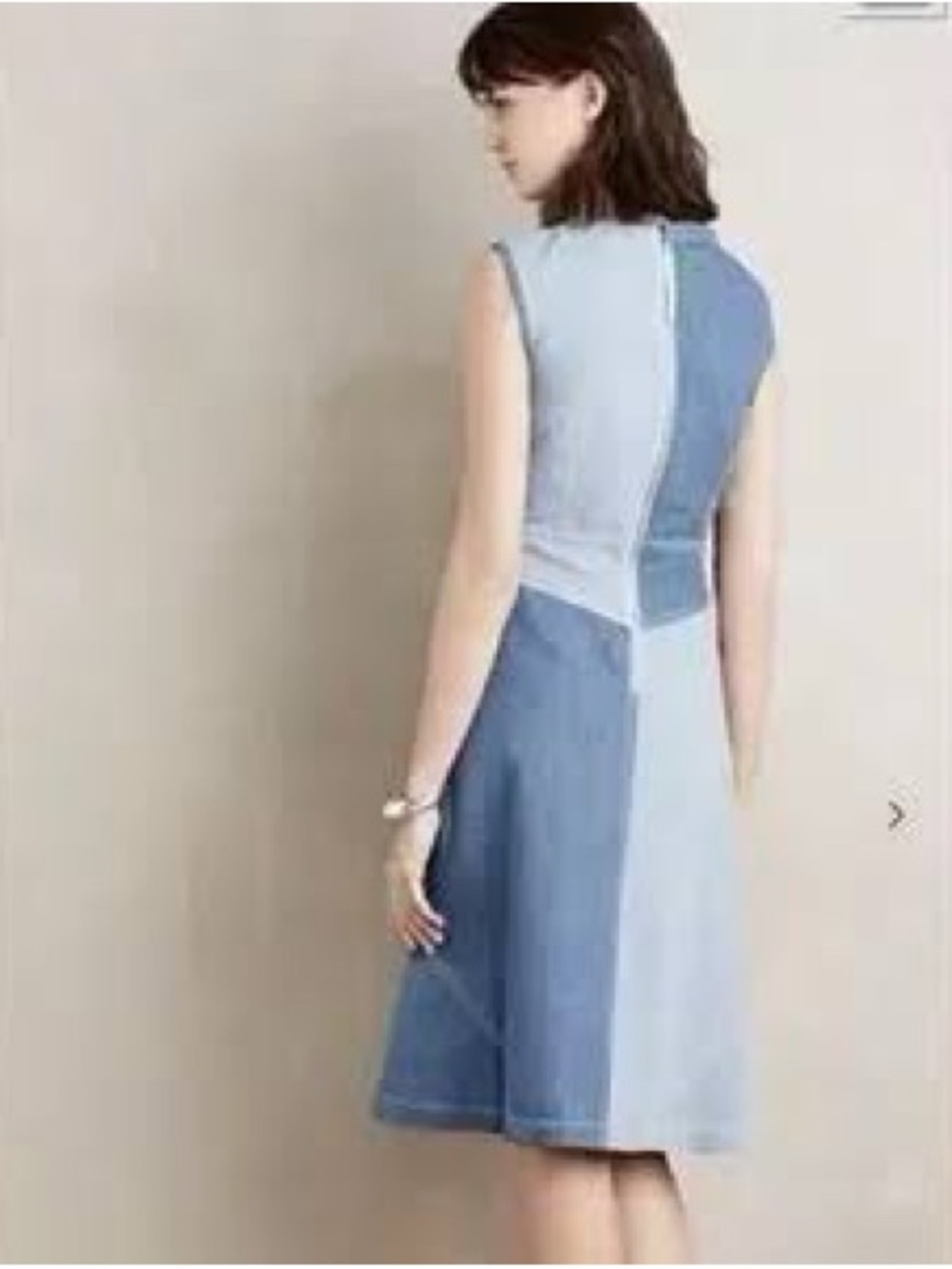 HOLDING HORSES Two-Tone Blue Denim Midi Dress - Picture 3 of 4